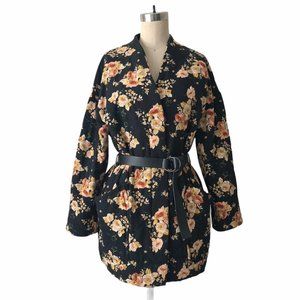Zara Women’s Oversized Black Floral Kimono Jacket